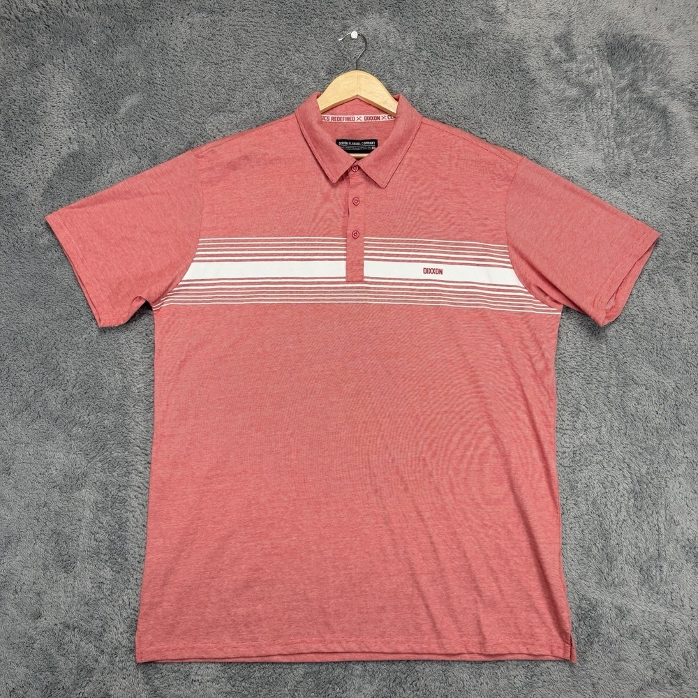 Dixxon Flannel Polo Shirt Mens 3XL Heather Red White Stripes Cotton Blend